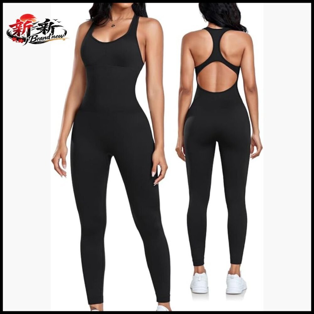 Seamless Yoga Jumpsuit with Tummy Control and Padded Bra